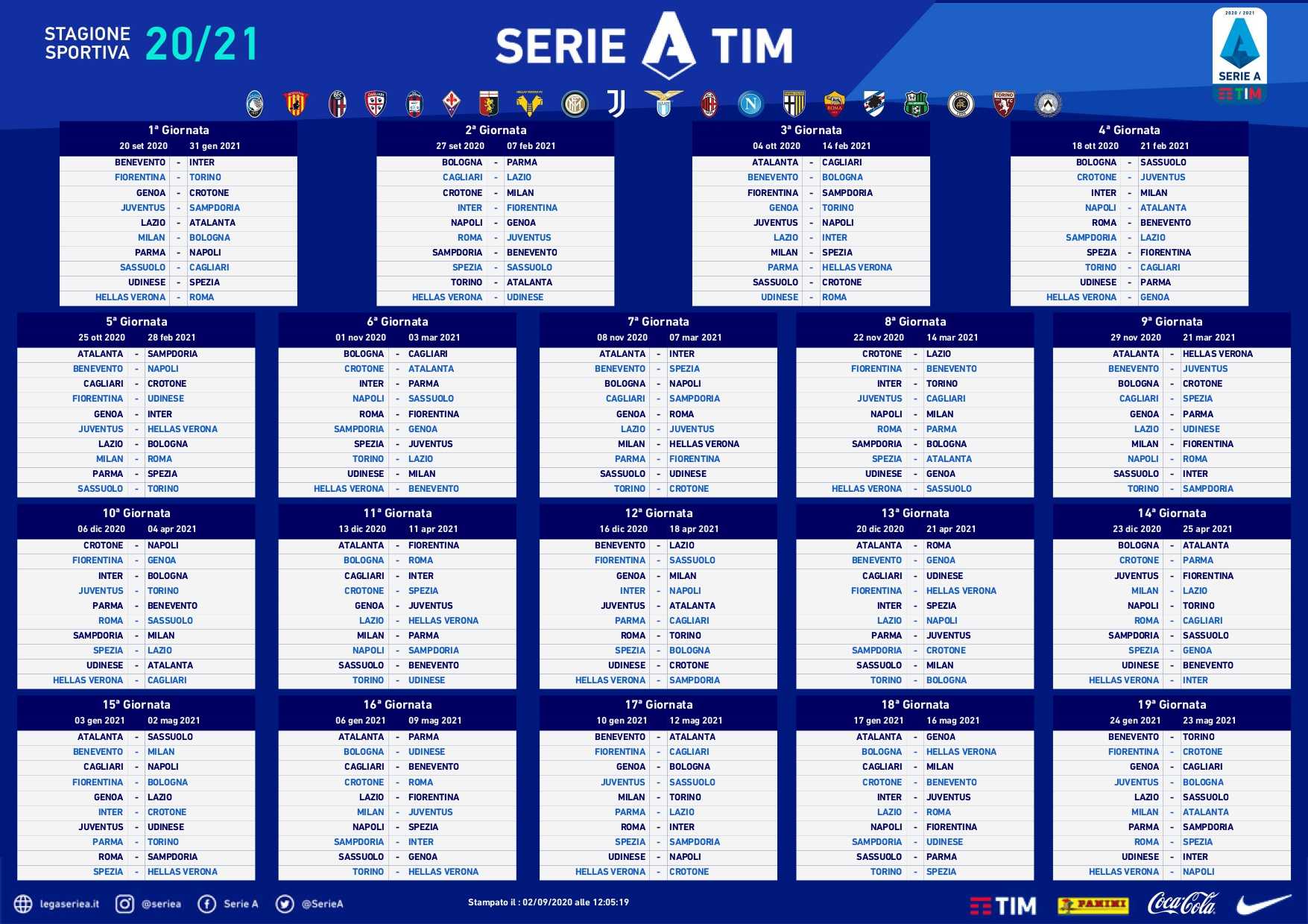 Nasce la Serie A 2020/2021: stilato il nuovo calendario