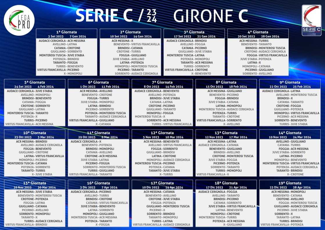 Serie C, il calendario 2023-2024 del Catania