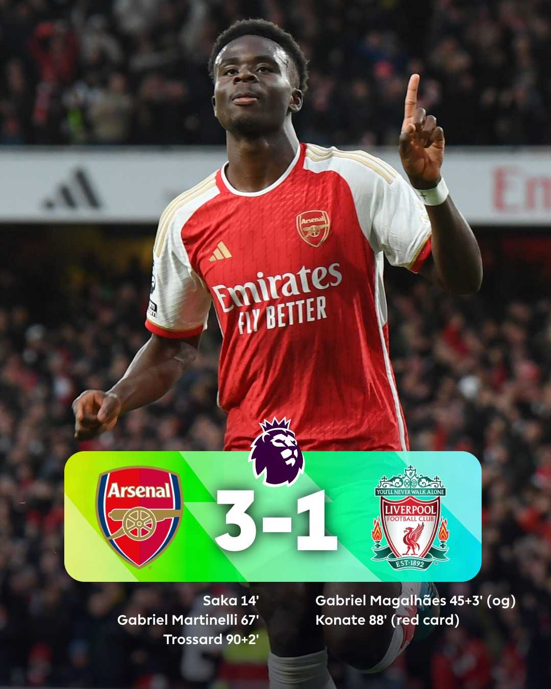 Premier League, giornata 22: l'Arsenal batte il Liverpool e riapre i giochi