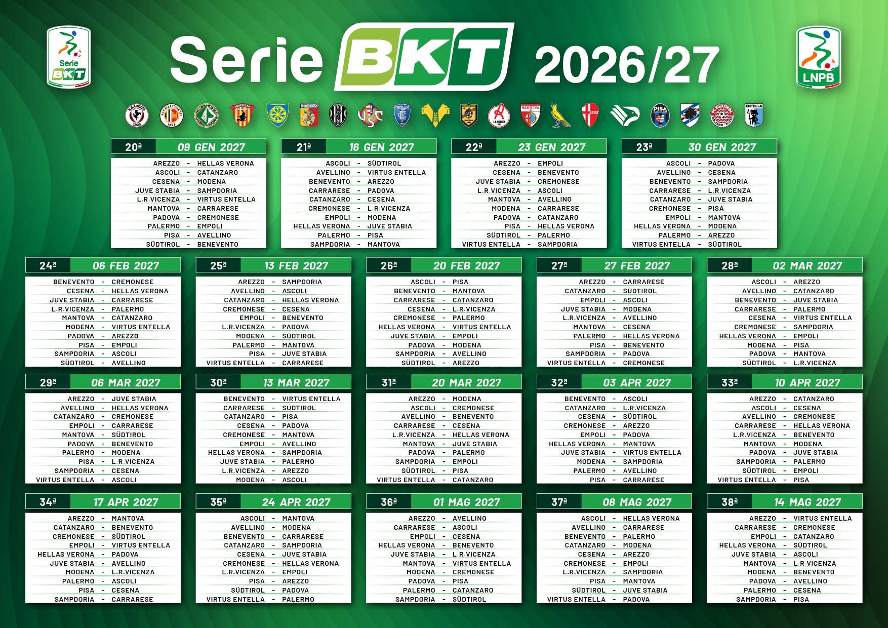 Serie B, la stagione 2026/27 prende forma: sorteggiato il calendario